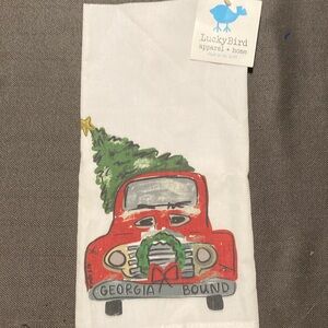 Lucky Bird Red Truck Tea Towel